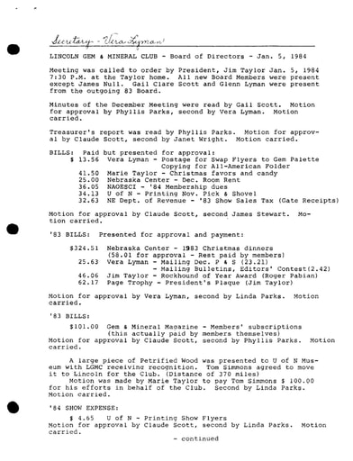 1984 Board Meeting Minutes