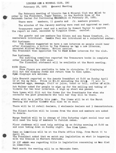 1981 General Meeting Minutes