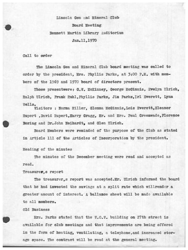 1970 Board Meeting Minutes